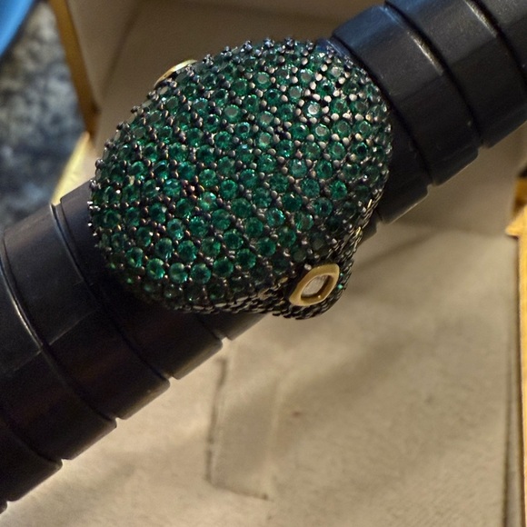 Frieda Rothman green pave 925 core gold vermil matte wash size 6 - Picture 6 of 16